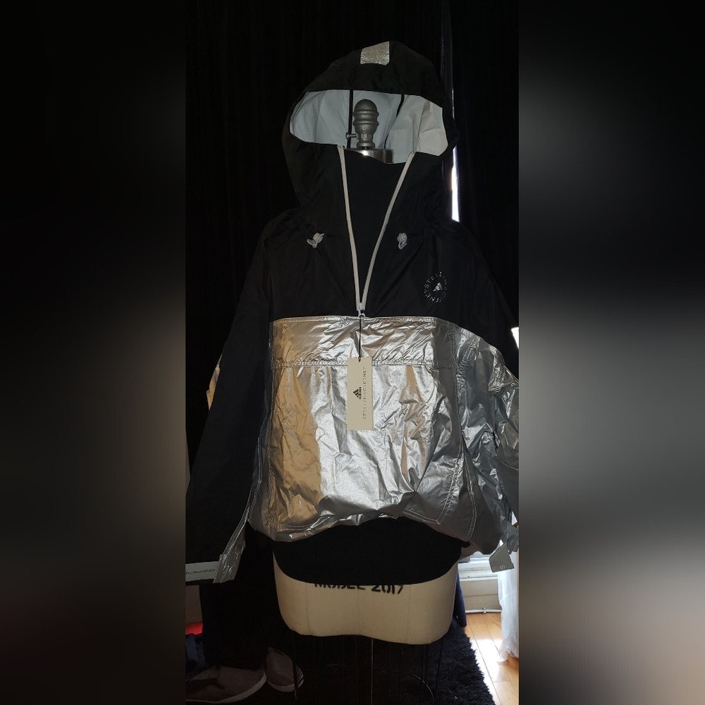 Adidas Stella McCartney black Silver windbreaker reflective Jacket - Picture 3 of 16